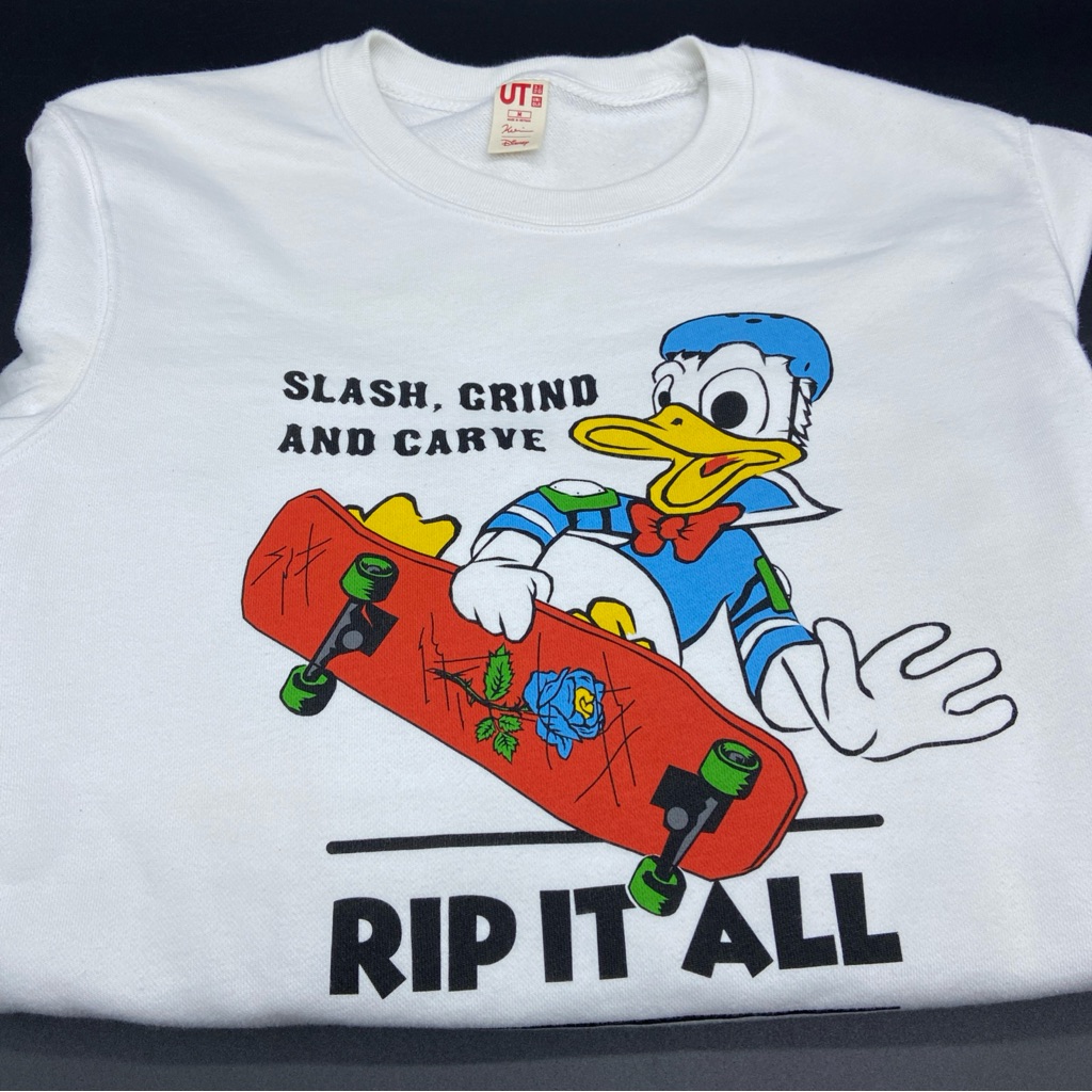 Disney Donald Duck Uniqlo Sweatshirt Crewneck White Skate Rose Men’s Medium